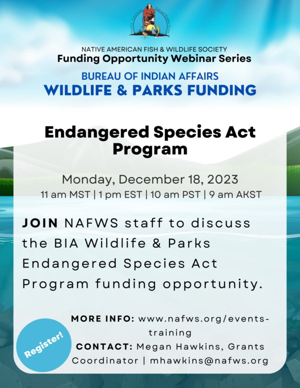 BIA Wildlife and Parks Funding Webinar Series: Endangered Species Act Program